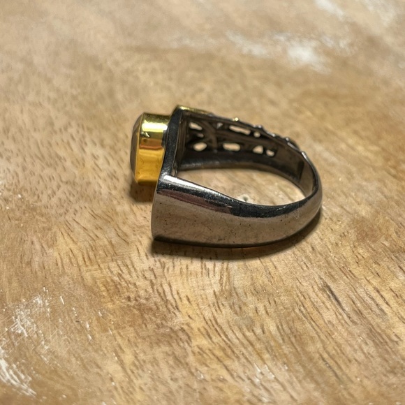 NWOT Black Rhodium 925 Sterling Silver Citrine Crystal Statement Ring - Picture 11 of 16